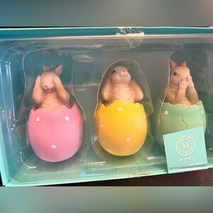 Martha Stewart Easter Bunny Figurines in Pastel Eggs Speak No Evil See & Hear